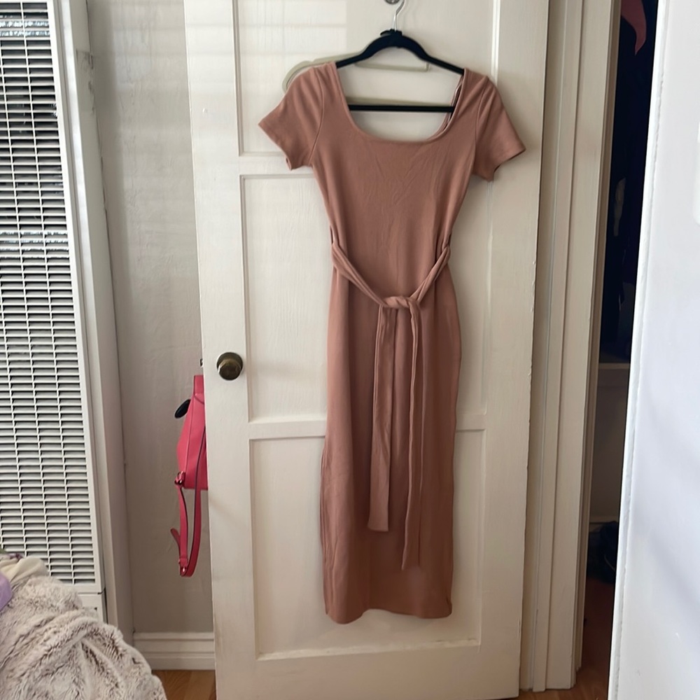 MOVING! Petal and Pup Neutral Pink Dress with Side Slits, Nelaite Dress, Blush